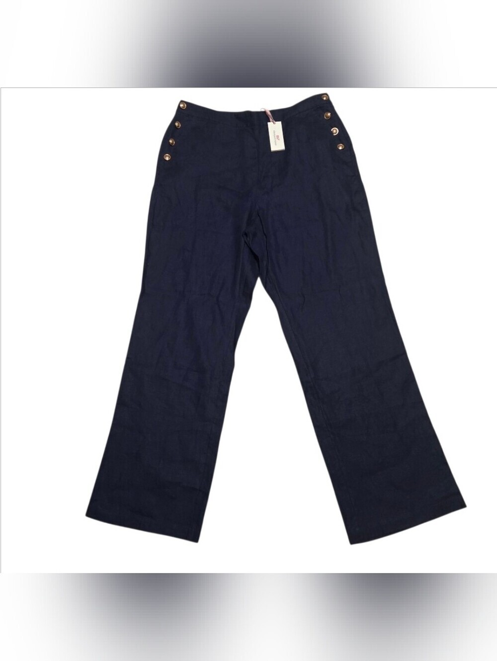 Vineyard Vines Nautical Navy Blue Sailor Linen Wide Leg Pants Size 16 New!
